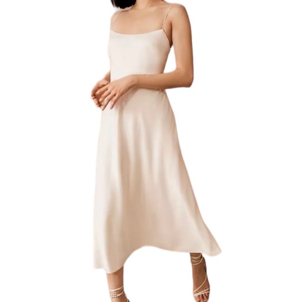 BHLDN Sachin & Babi Leti White Satin Midi Dress